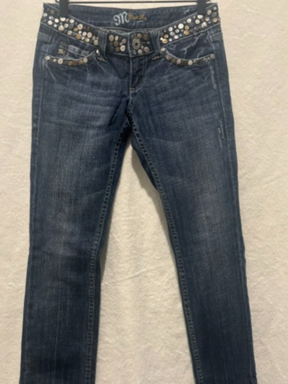 Rare Rivet Distressed Dark Wash Miss Me Jeans - Size 26